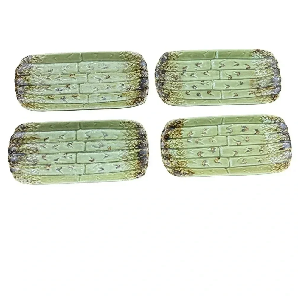 Beautiful appetizer plates, asparagus theme. Made in Portugal. Set of 4.